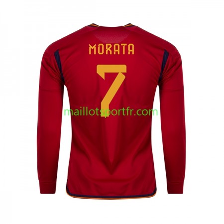 Maillot de Foot Espagne MORATA 7 Domicile Coupe du monde 2022 ML